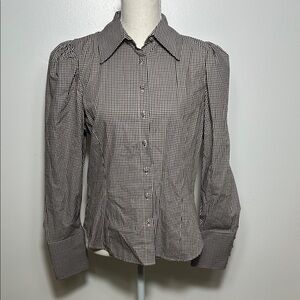 Zara Grey Burgandy Gingham Button Down Shirt